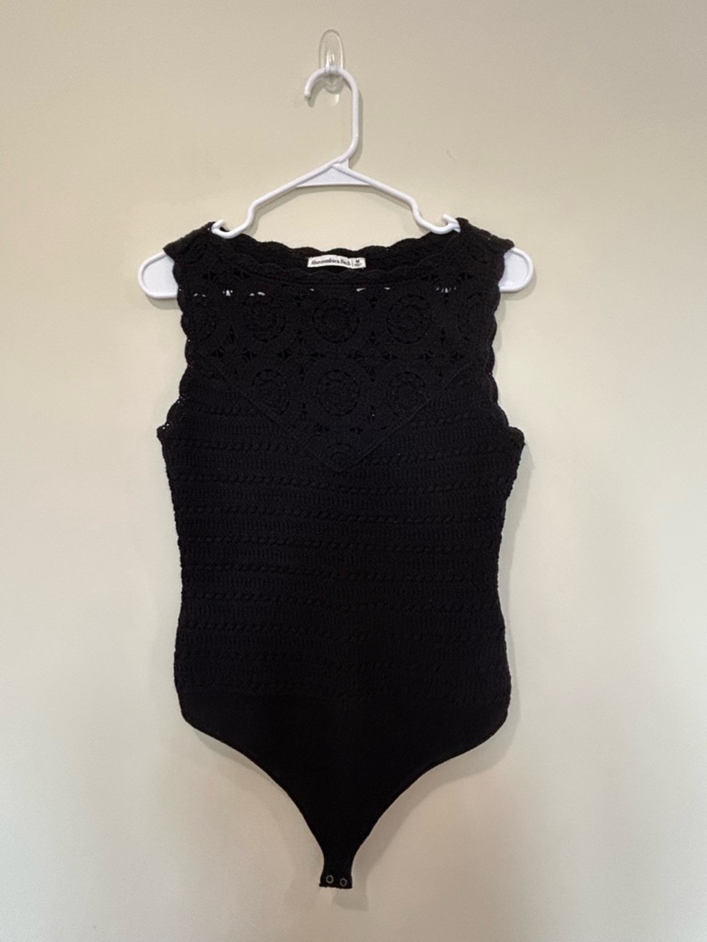 Abercrombie & Fitch Black Crochet Bodysuit One-Piece
